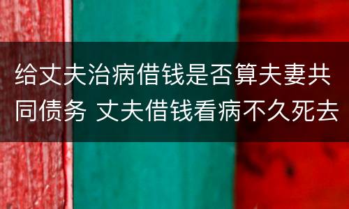 给丈夫治病借钱是否算夫妻共同债务 丈夫借钱看病不久死去债务都留给了妻子