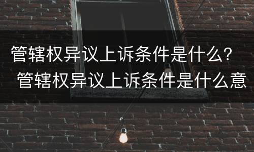 管辖权异议上诉条件是什么？ 管辖权异议上诉条件是什么意思