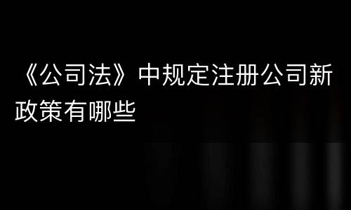 《公司法》中规定注册公司新政策有哪些