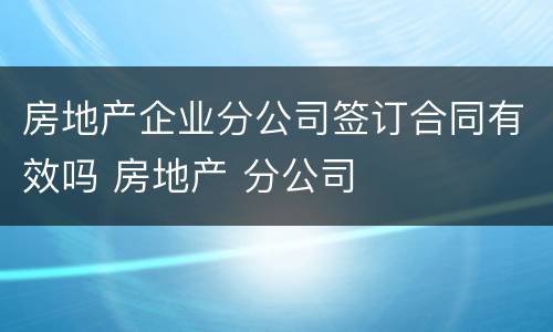 房地产企业分公司签订合同有效吗 房地产 分公司