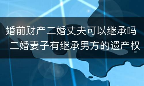 婚前财产二婚丈夫可以继承吗 二婚妻子有继承男方的遗产权吗