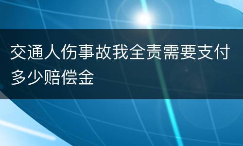 交通人伤事故我全责需要支付多少赔偿金