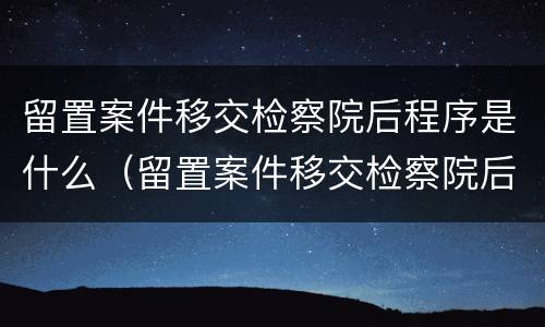 留置案件移交检察院后程序是什么（留置案件移交检察院后程序是什么意思）