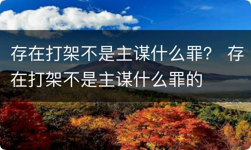 存在打架不是主谋什么罪？ 存在打架不是主谋什么罪的