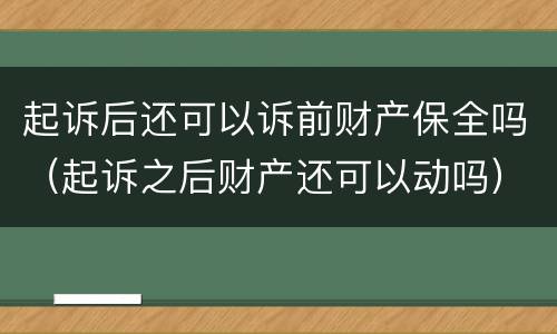 起诉后还可以诉前财产保全吗（起诉之后财产还可以动吗）