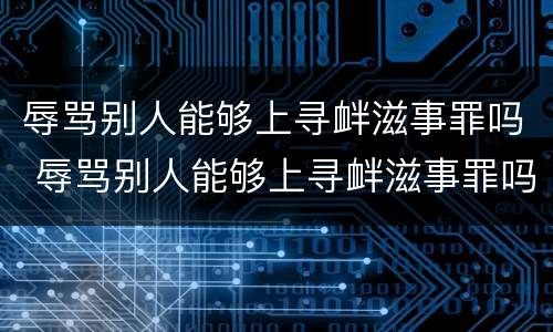 辱骂别人能够上寻衅滋事罪吗 辱骂别人能够上寻衅滋事罪吗