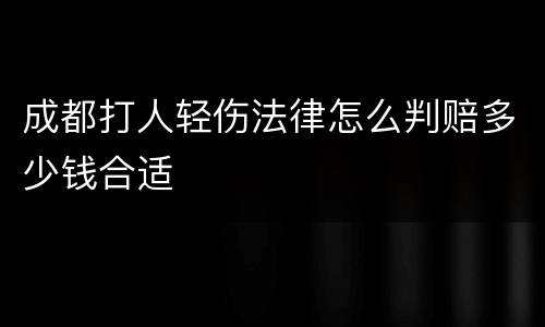 成都打人轻伤法律怎么判赔多少钱合适