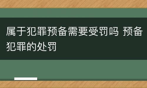 属于犯罪预备需要受罚吗 预备犯罪的处罚