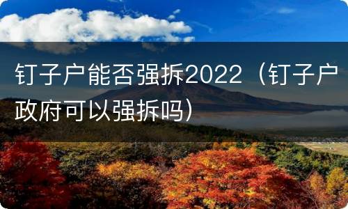 钉子户能否强拆2022（钉子户政府可以强拆吗）