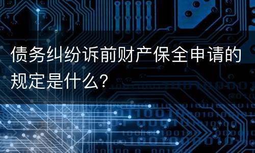 债务纠纷诉前财产保全申请的规定是什么？