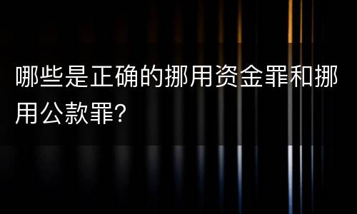 哪些是正确的挪用资金罪和挪用公款罪？