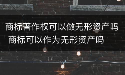 商标著作权可以做无形资产吗 商标可以作为无形资产吗