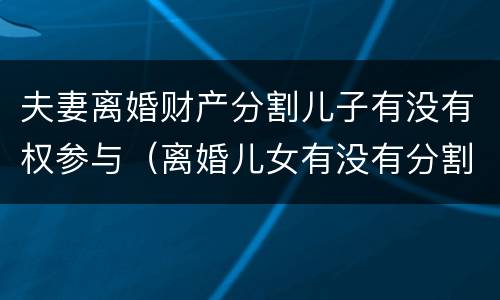 夫妻离婚财产分割儿子有没有权参与（离婚儿女有没有分割财产权）