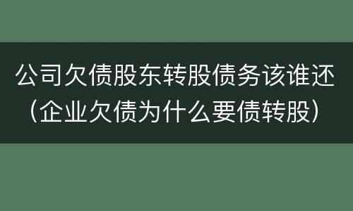 公司欠债股东转股债务该谁还（企业欠债为什么要债转股）