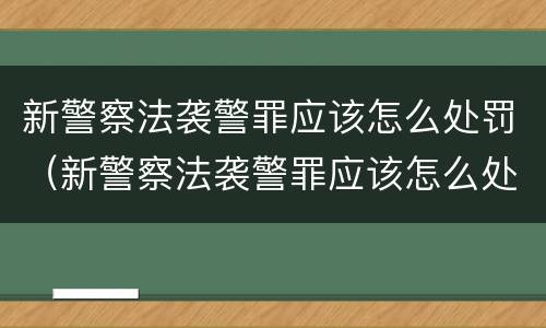 新警察法袭警罪应该怎么处罚（新警察法袭警罪应该怎么处罚呢）