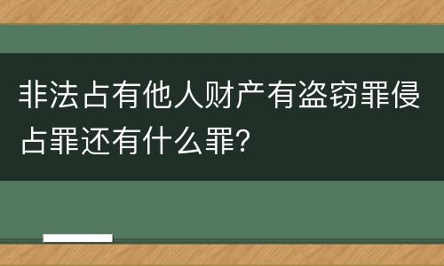 非法占有他人财产有盗窃罪侵占罪还有什么罪？