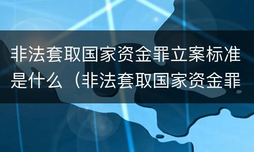 非法套取国家资金罪立案标准是什么（非法套取国家资金罪立案标准是什么规定）