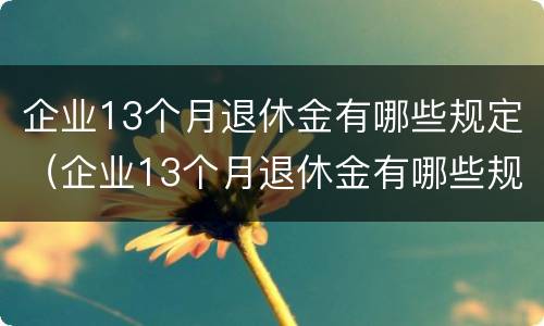 企业13个月退休金有哪些规定（企业13个月退休金有哪些规定呢）