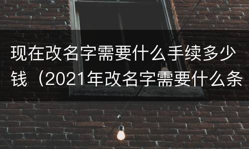 现在改名字需要什么手续多少钱（2021年改名字需要什么条件）