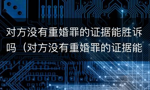 对方没有重婚罪的证据能胜诉吗（对方没有重婚罪的证据能胜诉吗怎么处理）