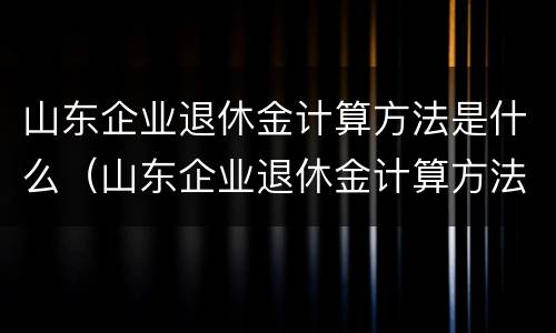 山东企业退休金计算方法是什么（山东企业退休金计算方法是什么样的）