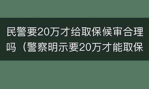 民警要20万才给取保候审合理吗（警察明示要20万才能取保候审）