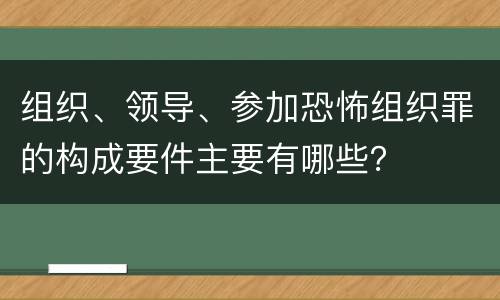 组织、领导、参加恐怖组织罪的构成要件主要有哪些？