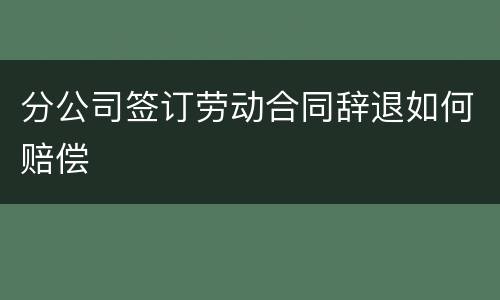 分公司签订劳动合同辞退如何赔偿