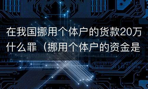 在我国挪用个体户的货款20万什么罪（挪用个体户的资金是否构成挪用资金罪）