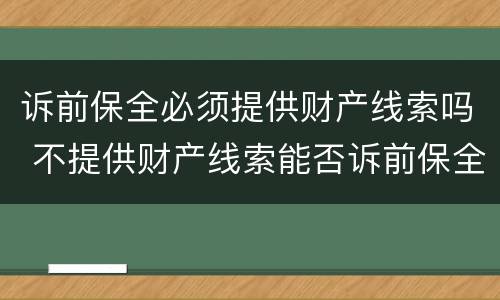 诉前保全必须提供财产线索吗 不提供财产线索能否诉前保全