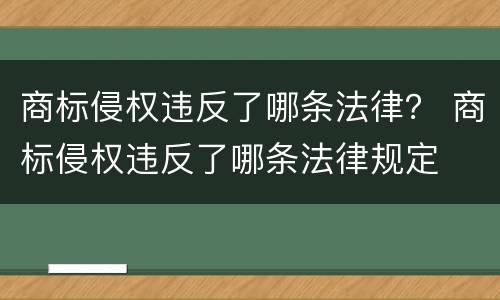 商标侵权违反了哪条法律？ 商标侵权违反了哪条法律规定