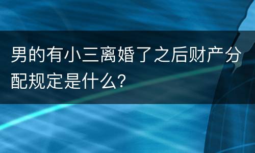 男的有小三离婚了之后财产分配规定是什么？