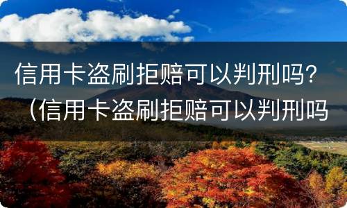 信用卡盗刷拒赔可以判刑吗？（信用卡盗刷拒赔可以判刑吗）