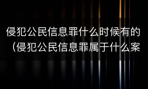 侵犯公民信息罪什么时候有的（侵犯公民信息罪属于什么案件）