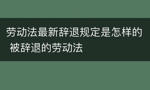 劳动法最新辞退规定是怎样的 被辞退的劳动法