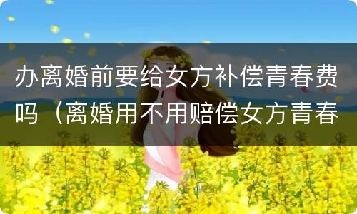 办离婚前要给女方补偿青春费吗（离婚用不用赔偿女方青春费用）