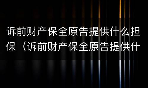 诉前财产保全原告提供什么担保（诉前财产保全原告提供什么担保资料）