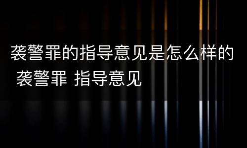 袭警罪的指导意见是怎么样的 袭警罪 指导意见