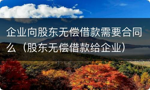 企业向股东无偿借款需要合同么（股东无偿借款给企业）