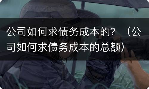 公司如何求债务成本的？（公司如何求债务成本的总额）