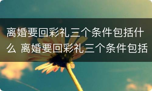 离婚要回彩礼三个条件包括什么 离婚要回彩礼三个条件包括什么意思