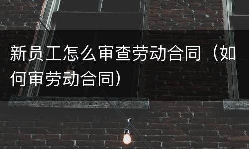 新员工怎么审查劳动合同（如何审劳动合同）