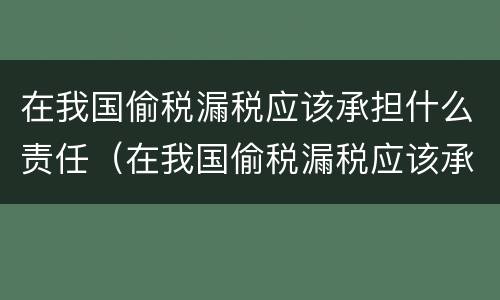 在我国偷税漏税应该承担什么责任（在我国偷税漏税应该承担什么责任和义务）