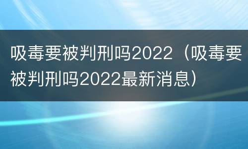 吸毒要被判刑吗2022（吸毒要被判刑吗2022最新消息）