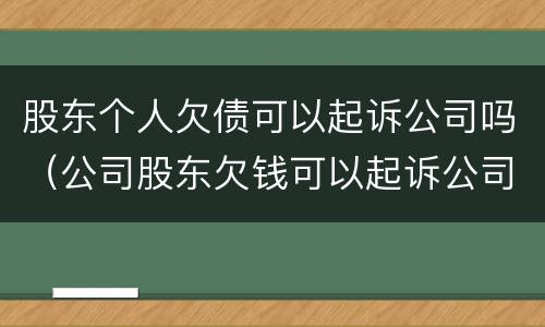 股东个人欠债可以起诉公司吗（公司股东欠钱可以起诉公司么）