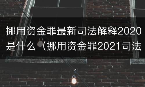 挪用资金罪最新司法解释2020是什么（挪用资金罪2021司法最新解释）