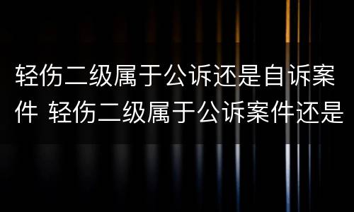 轻伤二级属于公诉还是自诉案件 轻伤二级属于公诉案件还是自诉案件