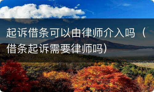 起诉借条可以由律师介入吗（借条起诉需要律师吗）