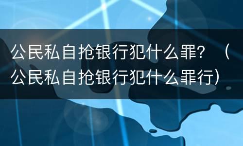 公民私自抢银行犯什么罪？（公民私自抢银行犯什么罪行）