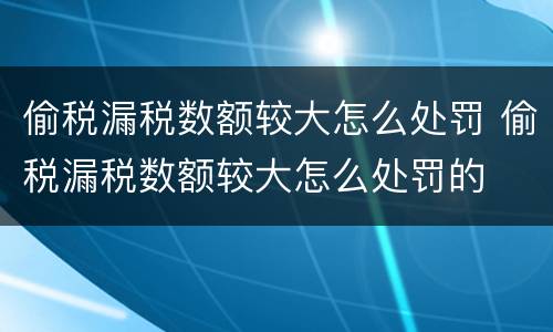 偷税漏税数额较大怎么处罚 偷税漏税数额较大怎么处罚的